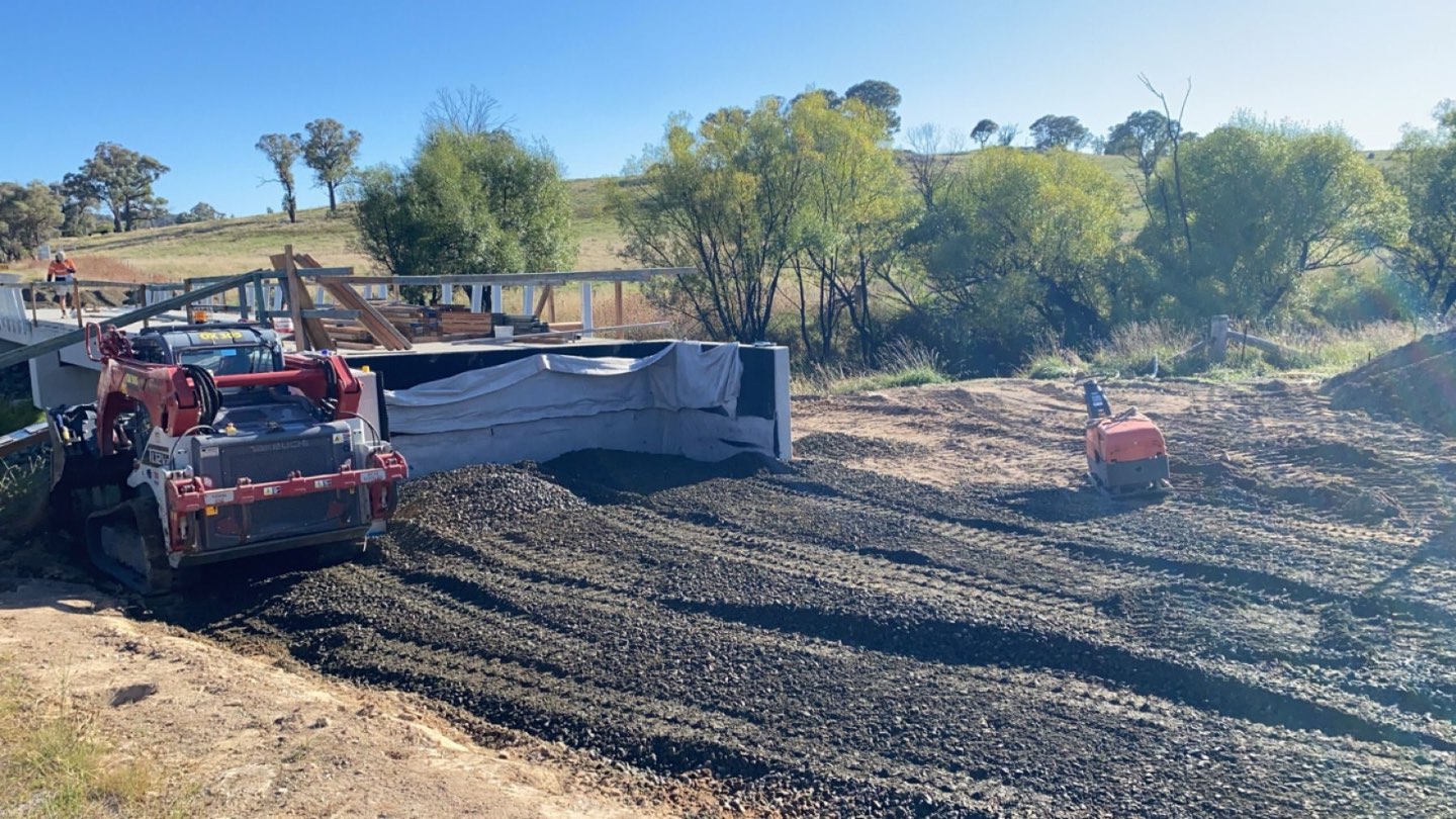 Road base stockpile and plant