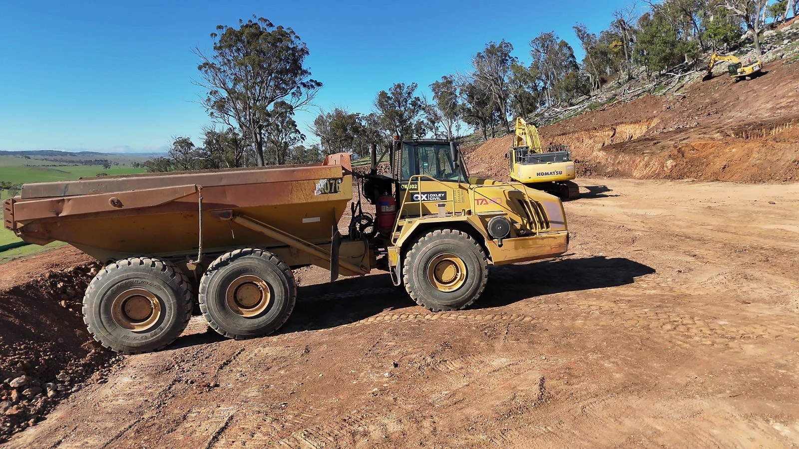 Oxley Civil articulated dump truck on site