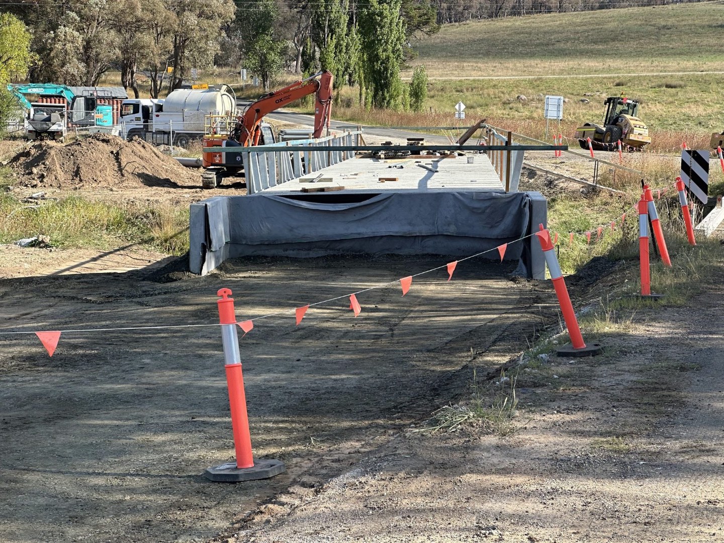 New bridge deck and abutment under construction