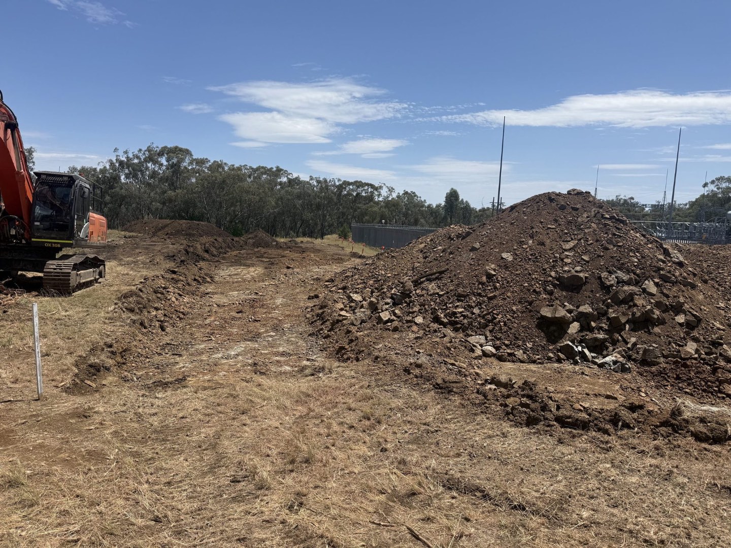 Stripped pad and stockpile