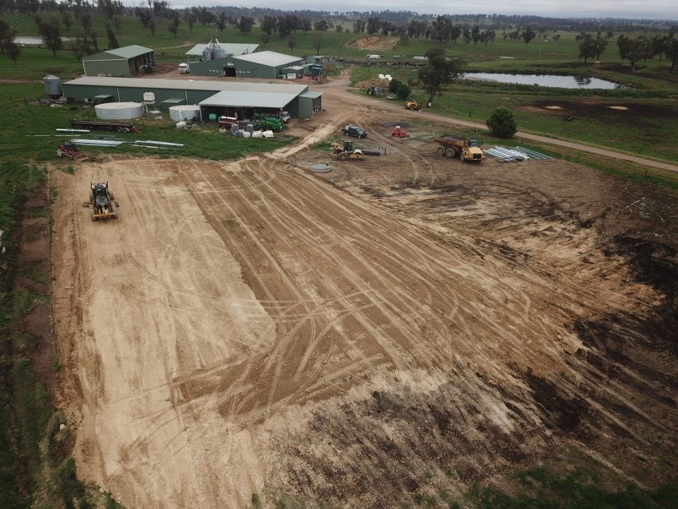 Aerial view of the large shed pad